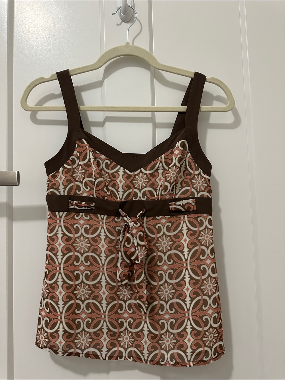 LOFT Brown and Cream Patterned Camisole